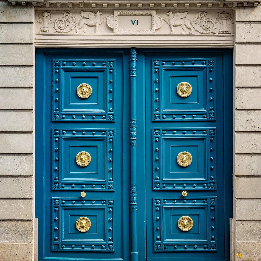 The Vibrant Blue with Gold Door - Paris