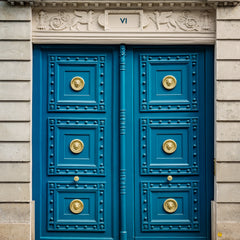 The Vibrant Blue with Gold Door - Paris